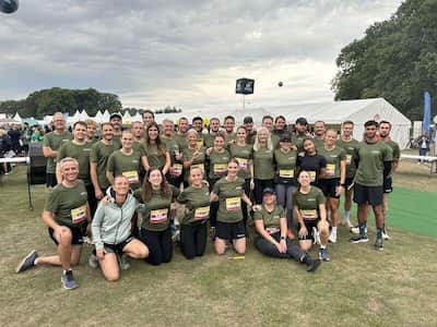 The Ramskov team in matching green race shirts at the DHL relay run